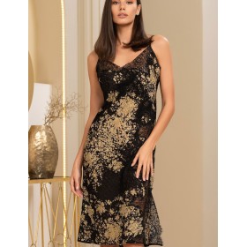 Шелковая сорочка с кружевом Mia-Amore VERSALLE 4398, Цвет: черный, Размеры: XL