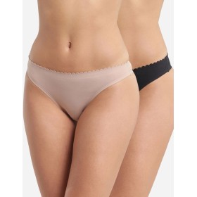 Набор хлопковых стрингов Dim BODY TOUCH 0DFR (2 шт) телесный и черный, Цвет: телесный/черный, Размеры: XXS/XS