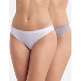Набор хлопковых стрингов Dim BODY TOUCH 0DFR (2 шт) белый и серый, Цвет: белый/серый, Размеры: S/M
