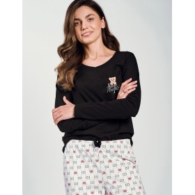 Женская хлопковая пижама с брюками Taro POLLY 3231-01, Цвет: черный, Размеры: L