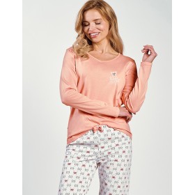 Женская хлопковая пижама с брюками Taro POLLY 3231-02, Цвет: персиковый, Размеры: L