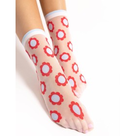 Носки с цветочным узором Fiore 1156/G MIA 20 den, Цвет: шампань/красный, Размеры: UN