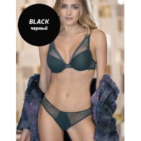 Чёрный комплект Leilieve GAIA M7165 пуш-ап танга black, Цвет: black (черный), Размеры: 80B