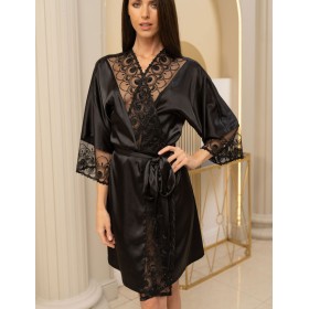 Короткий халат из шелка Mia-Amore BAGIRA 4433 черный, Цвет: черный, Размеры: 2XL/3XL