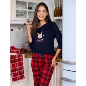 Пижама женская из хлопка Sensis LUCY, Цвет: темно-синий, Размеры: M