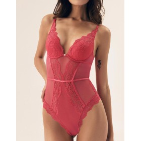 Боди с чашками пуш-ап Esotiq 42360 SWEETHEART BODY малиновый, Цвет: малиновый, Размеры: L