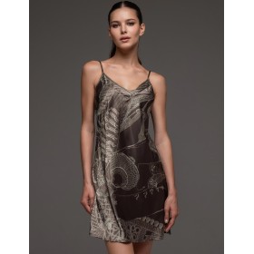 Короткая сорочка из шёлка Mia-Amore AISHA 4311, Цвет: шоколад, Размеры: 2XL