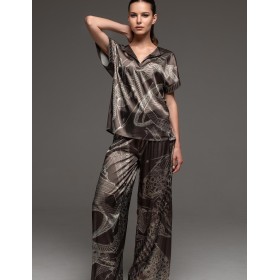 Шёлковый брючный комплект Mia-Amore AISHA 4316, Цвет: шоколад, Размеры: 3XL