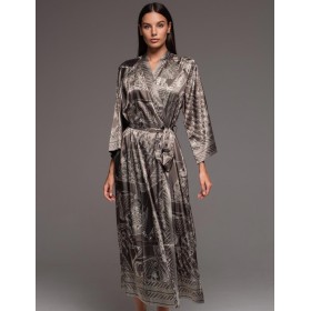 Халат шёлковый длинный Mia-Amore AISHA 4329, Цвет: шоколад, Размеры: 2XL/3XL