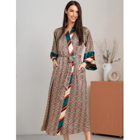 Длинный шёлковый халат Mia-Amore BRIANNA 4339, Цвет: мультицвет, Размеры: S/M