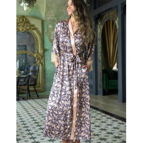 Длинный атласный халат Mia-Amore CAROL 7389, Цвет: мультколор, Размеры: L/XL