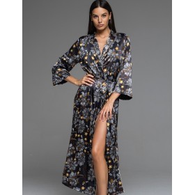 Длинный халат на пуговицах Mia-Amore ELSA 7539, Цвет: темно-синий, Размеры: 2XL/3XL