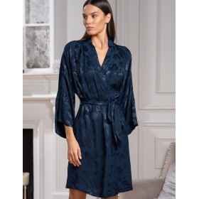 Халат из шёлка с вискозой Mia-Amore ENRIKA 4403, Цвет: темно-синий, Размеры: 2XL/3XL