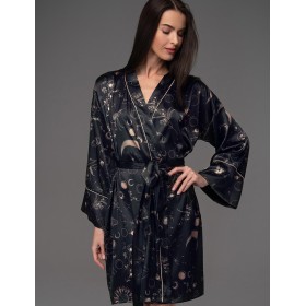 Шелковый домашний халат Mia-Amore GALATEYA 4463, Цвет: черный, Размеры: S/M
