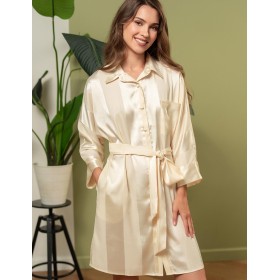 Рубашка халат из атласа Mia-Amore ILONA 7547 шампань, Цвет: шампань, Размеры: S/M