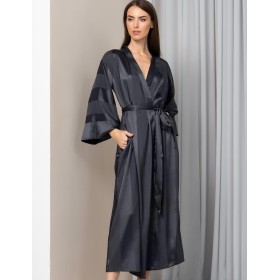 Атласный длинный халат Mia-Amore ILONA 7549 графит, Цвет: графит, Размеры: S/M