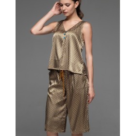 Атласный комплект майка и шорты Mia-Amore INNA 7524, Цвет: мультколор, Размеры: 2XL