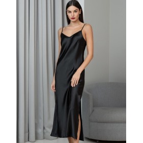 Длинная шёлковая сорочка Mia-Amore JARDIN 4028 черный, Цвет: черный, Размеры: 5XL