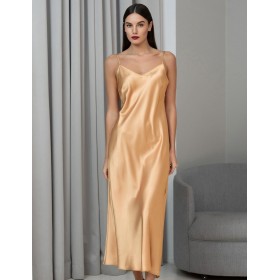 Длинная шёлковая сорочка Mia-Amore JARDIN 4028 золотой, Цвет: золотой, Размеры: 3XL