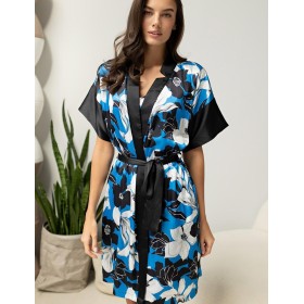 Легкий халат из атласа Mia-Amore MARTINA 7323, Цвет: голубой, Размеры: S/M