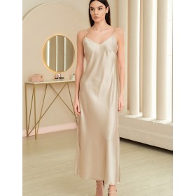 Длинная шёлковая сорочка Mia-Amore MARYROSE 4185, Цвет: белое золото, Размеры: L