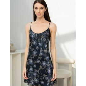 Шелковая сорочка на бретелях Mia-Amore ROXOLANA 4370, Цвет: темно-синий, Размеры: 3XL