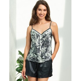 Атласная пижама топ и шорты Mia-Amore SOLANGE 7512, Цвет: серо-ментоловый, Размеры: L