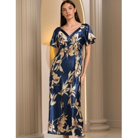 Атласная сорочка с рельефами Mia-Amore TAIS 7498, Цвет: темно-синий, Размеры: 4XL