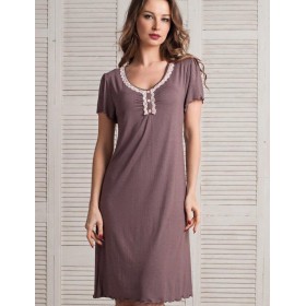 Ночная сорочка из вискозы с бамбуком Mia-Mella MILENA 6601, Цвет: шоколадный, Размеры: S