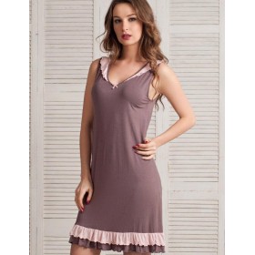 Трикотажная ночная сорочка Mia-Mella MILENA 6604, Цвет: шоколадный, Размеры: M