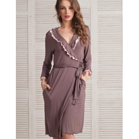 Трикотажный халат Mia-Mella MILENA 6609, Цвет: шоколадный, Размеры: XS