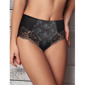 Трусы слипы комфорт Albina L OLIVIA 480 черный с голубым, Цвет: черный с голубым, Размеры: XL