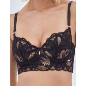 Кружевной бюстгальтер бюстье Alles BOUDOIR M Longline black, Цвет: черный, Размеры: 65D