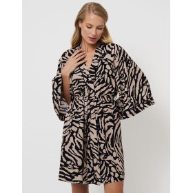 Халат-кимоно с широкими рукавами  Aruelle SHERRY, Цвет: капучино/черный, Размеры: XS