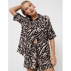 Женская пижама с шортами Aruelle SHERRY, Цвет: капучино/черный, Размеры: XS