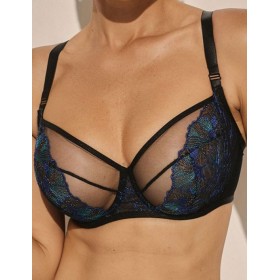 Бюстгальтер мягкий Kinga FLOWER HAZE 1144-SC синий с черным, Цвет: темно-синий+черный, Размеры: 65H