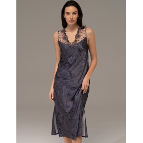 Длинная шёлковая сорочка Mia-Amore ALETTA 4448, Цвет: антрацит, Размеры: 4XL