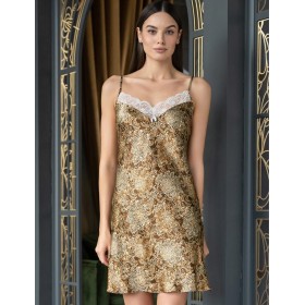 Шёлковая короткая сорочка Mia-Amore CAPPUCCINO 3110, Цвет: капучино, Размеры: S