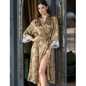 Длинный халат из шёлка Mia-Amore CAPPUCCINO 3119, Цвет: капучино, Размеры: 4XL/5XL