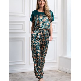 Шёлковая пижама со штанами Mia-Amore EMERALD 3781, Цвет: изумрудный, Размеры: 2XL