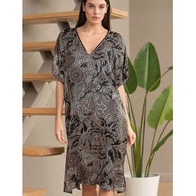 Свободная туника из шёлка с вискозой Mia-Amore SELESTA 4040, Цвет: черный, Размеры: 6XL/7XL