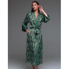 Длинный халат из шёлка с вискозой Mia-Amore AMINA 4109, Цвет: изумрудный, Размеры: L/XL
