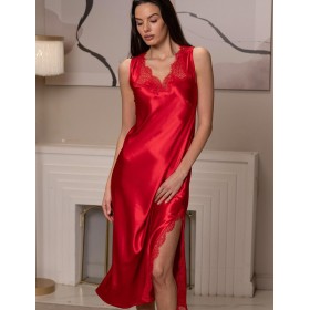 Длинная шёлковая сорочка Mia-Amore BEATRIS 4500, Цвет: красный, Размеры: 3XL