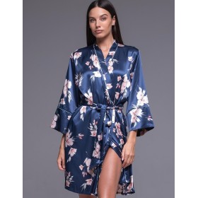 Атласный запашной халат Mia-Amore VIOLA 7503, Цвет: синий, Размеры: 2XL/3XL