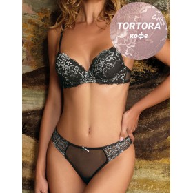 Комплект Sielei FLOWER LACE 76327 балконет + бразилиана tortora, Цвет: tortora (кофе), Размеры: 75B
