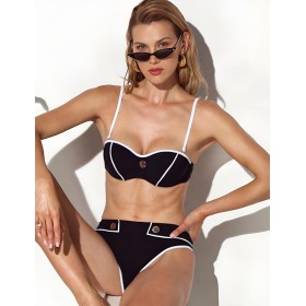 Чёрный купальник бандо Jolidon FR199U, Цвет: чёрный, Размеры: 70B