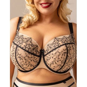 Бюстгальтер мягкий с подкроем Kris Line ORIENTAL soft full cup, Цвет: бежевый+черный, Размеры: 100D