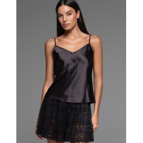 Атласная пижама из топа и шорт Mia-Amore EMMA 7472, Цвет: черный, Размеры: 2XL