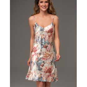 Короткая шёлковая сорочка Mia-Amore FLORIN 4480, Цвет: мультицвет, Размеры: 4XL