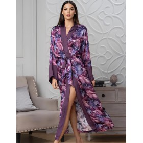 Длинный запашной халат Mia-Amore KAMEYA 4459, Цвет: сливовый, Размеры: 4XL/5XL